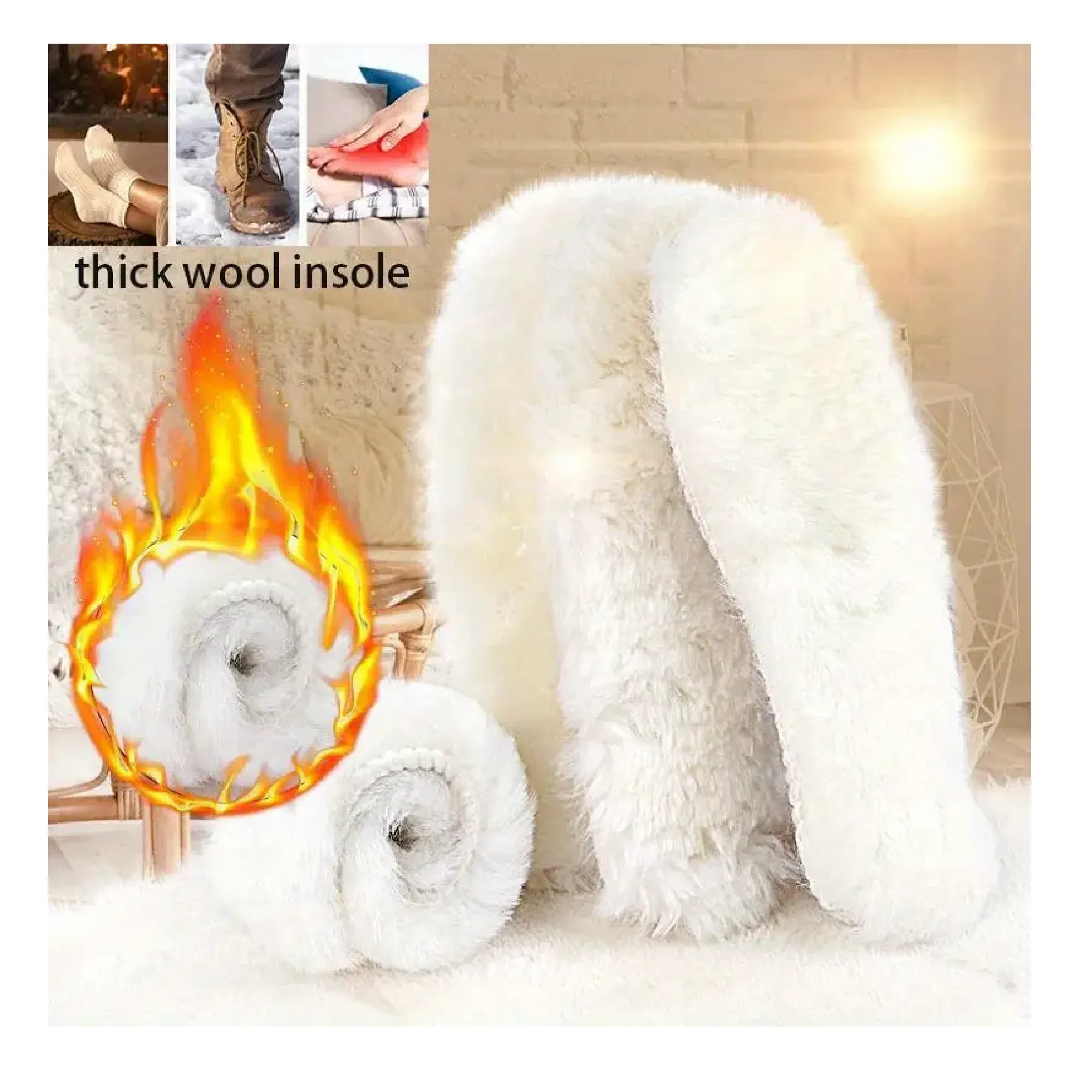 1pair Thermal Insoles, For Replacement Insoles, Fur Warm Cashmere Winter Snow Boots Extra Thick And Warm Imitation Velvet Insole Thermal insoles