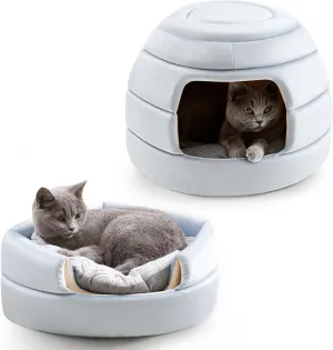 2-in-1 Foldable Cat Houses with Removable & Washable Cushion