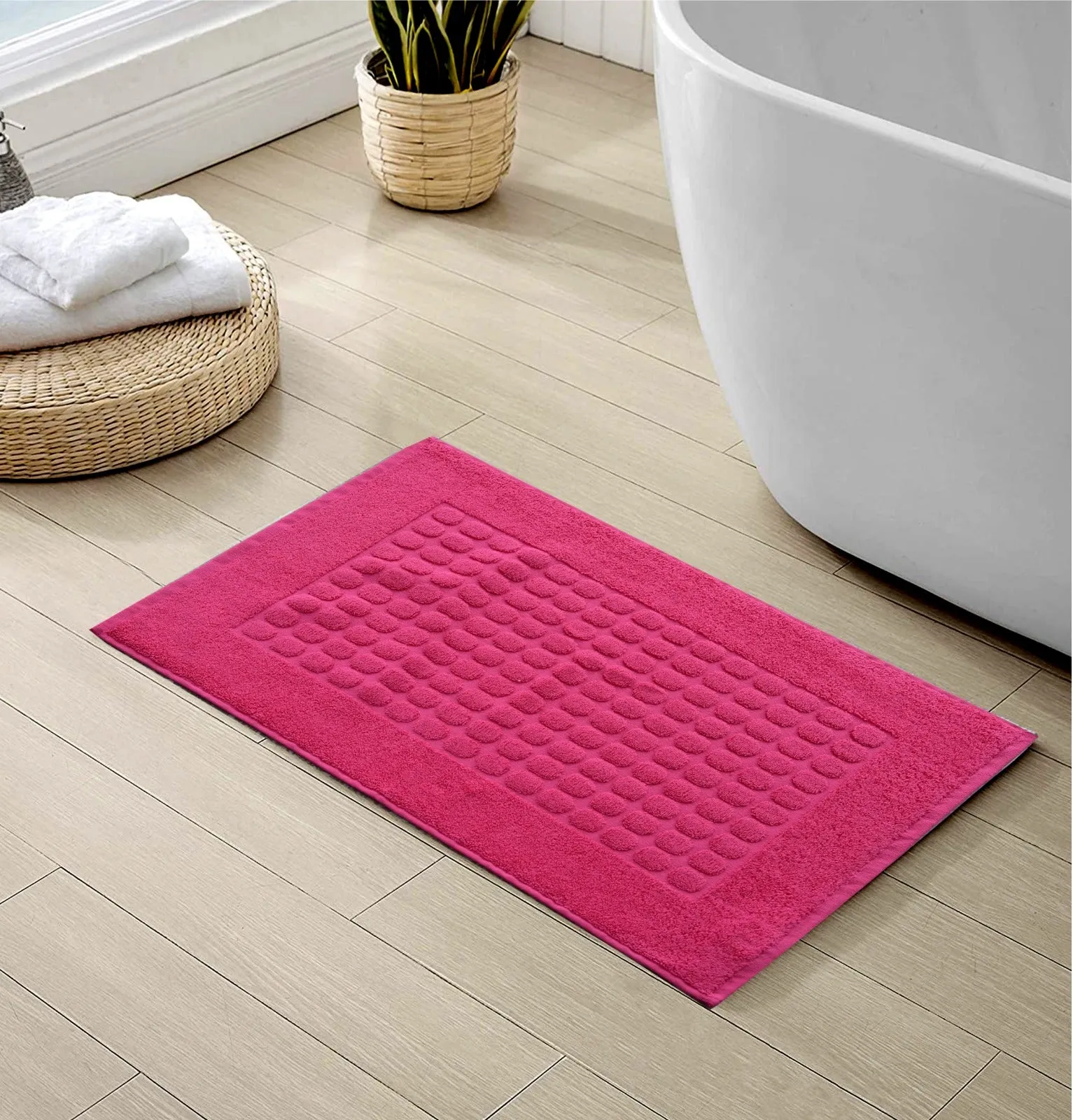 2Pcs 100% Cotton Bath Mat-Pink