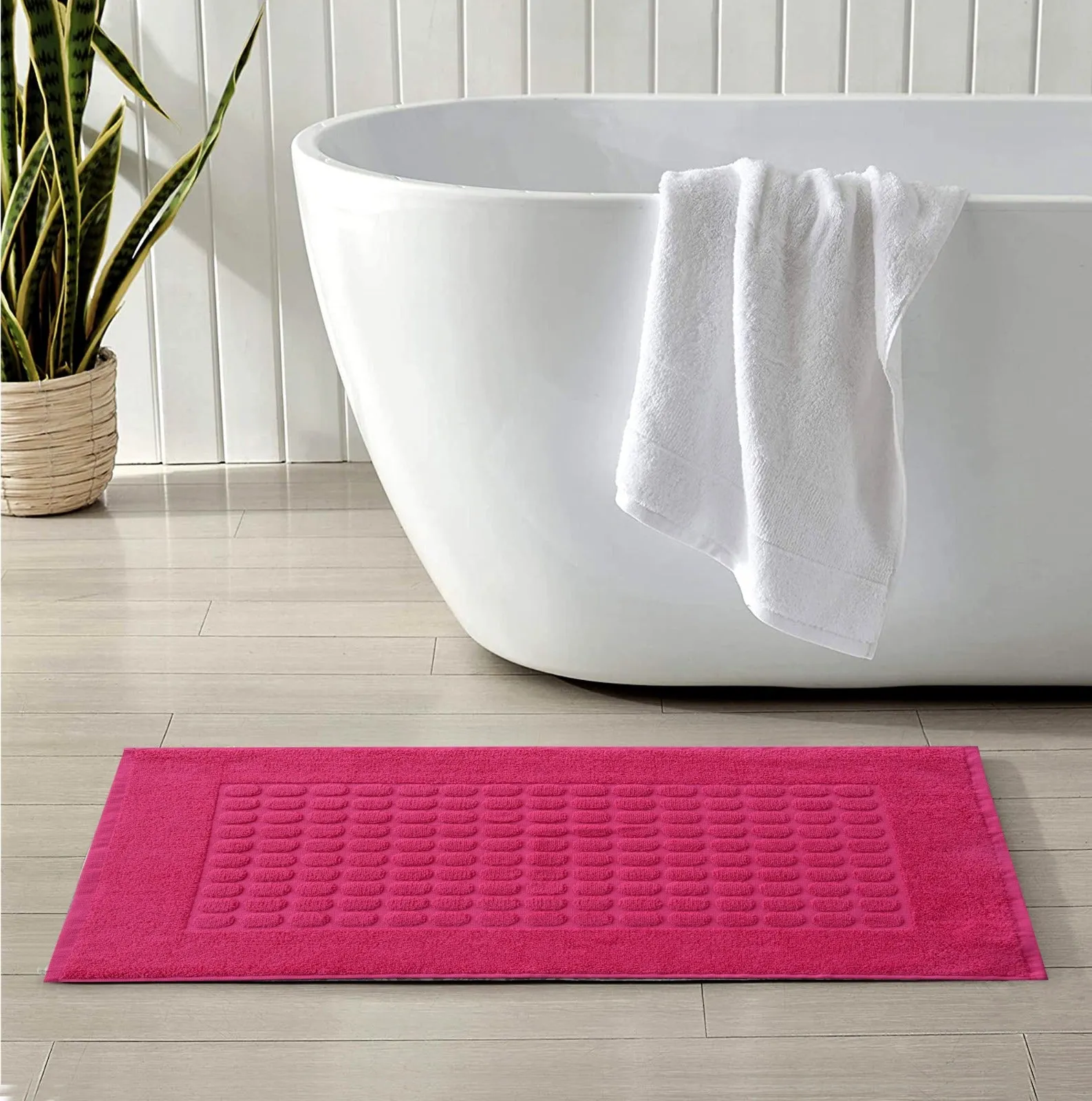 2Pcs 100% Cotton Bath Mat-Pink