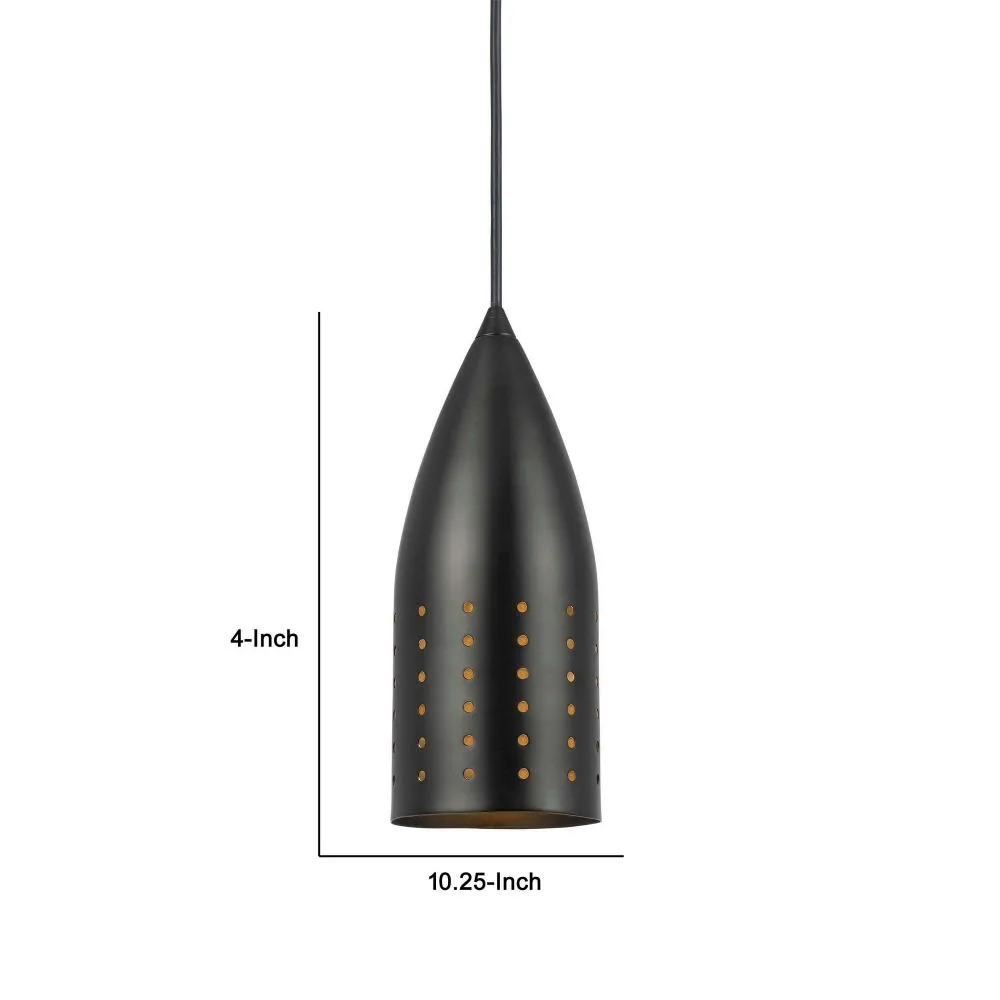 4 Inch Modern Pendant Light, Round Metal Shade, Oil Rubbed Black Bronze By Casagear Home