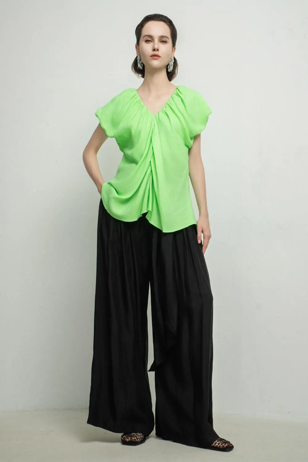 Aarna Straight Wide Leg Silk Floor Length Pants