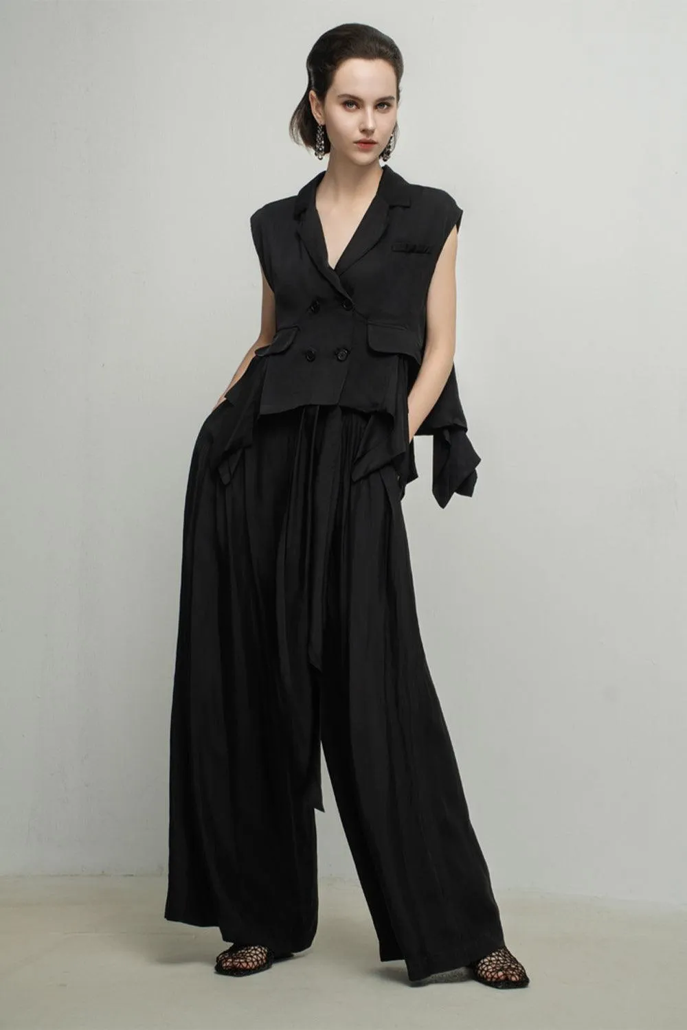 Aarna Straight Wide Leg Silk Floor Length Pants