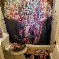 African Elephant Waterproof Bathroom Shower Curtain Non-Slip Carpets Toilet Seat Cover Bath Mat Pedestal Rug