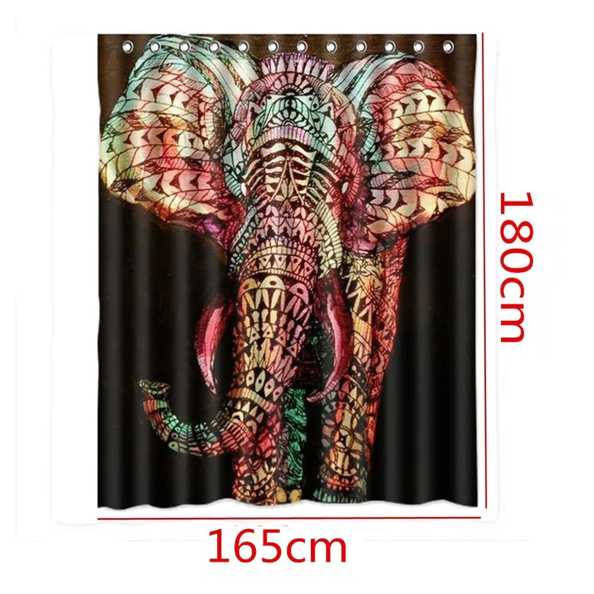 African Elephant Waterproof Bathroom Shower Curtain Non-Slip Carpets Toilet Seat Cover Bath Mat Pedestal Rug