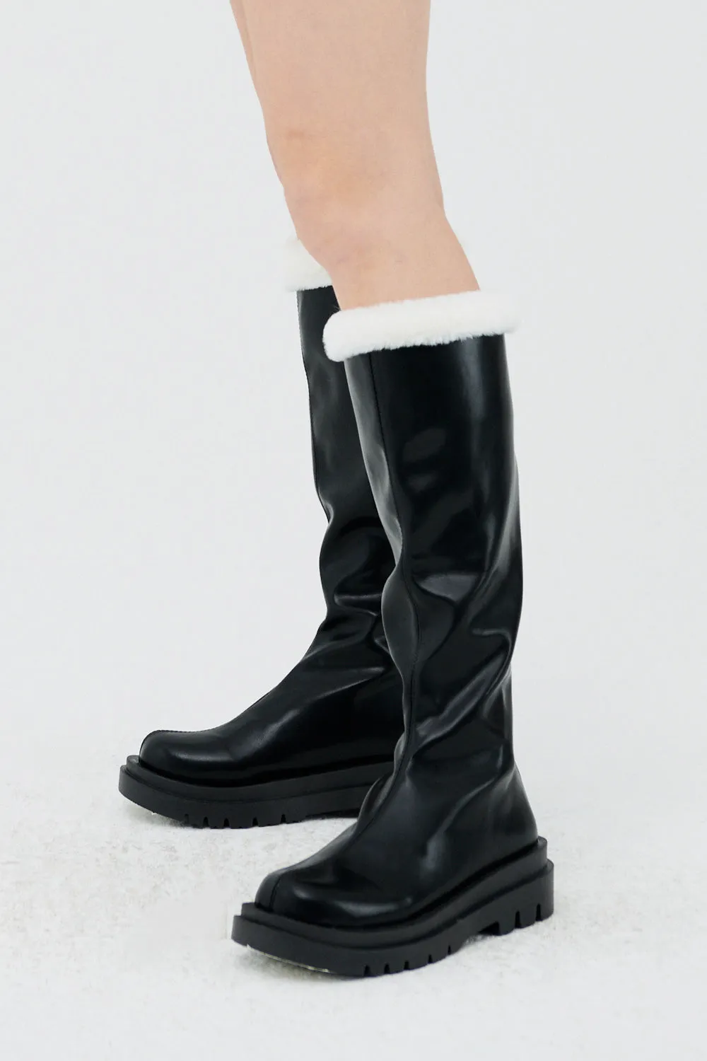 Andrea Faux Fur Trim High Boots