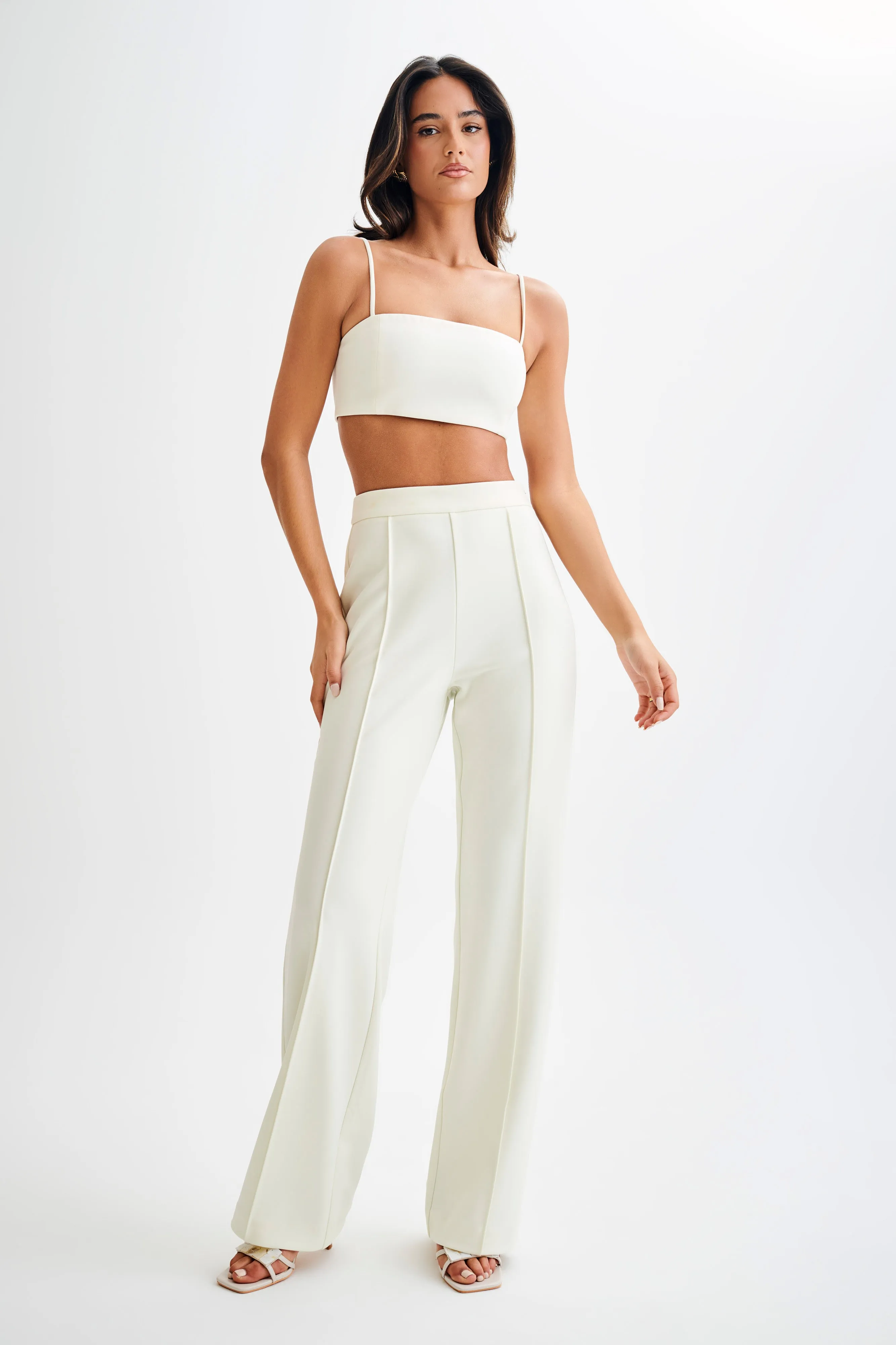 Antonia Pleated Wide Leg Pants - Ivory