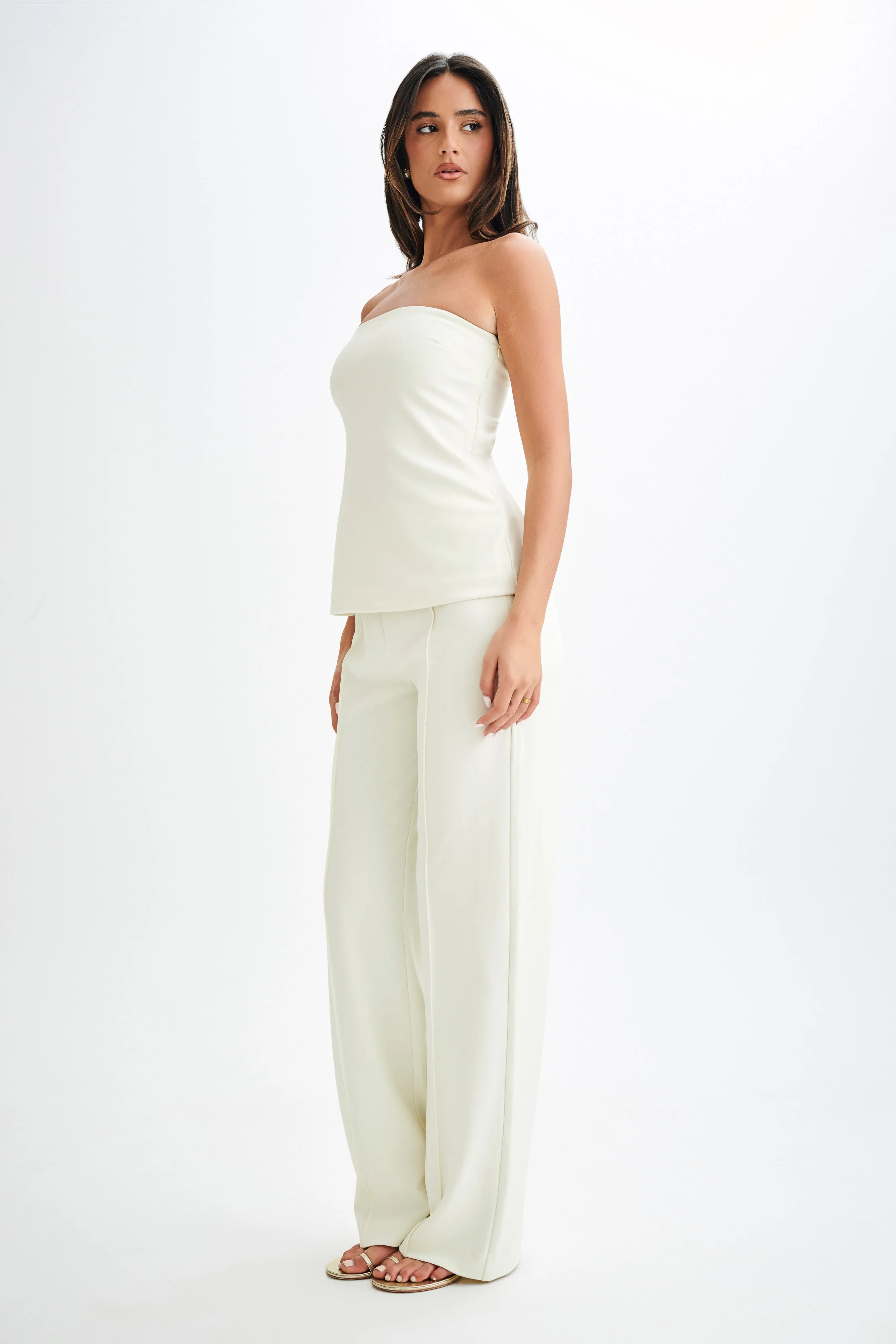 Antonia Pleated Wide Leg Pants - Ivory