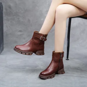 Autumn Winter Handmade Leather Platform Warm Martin Women's Boots | Gift Shoes