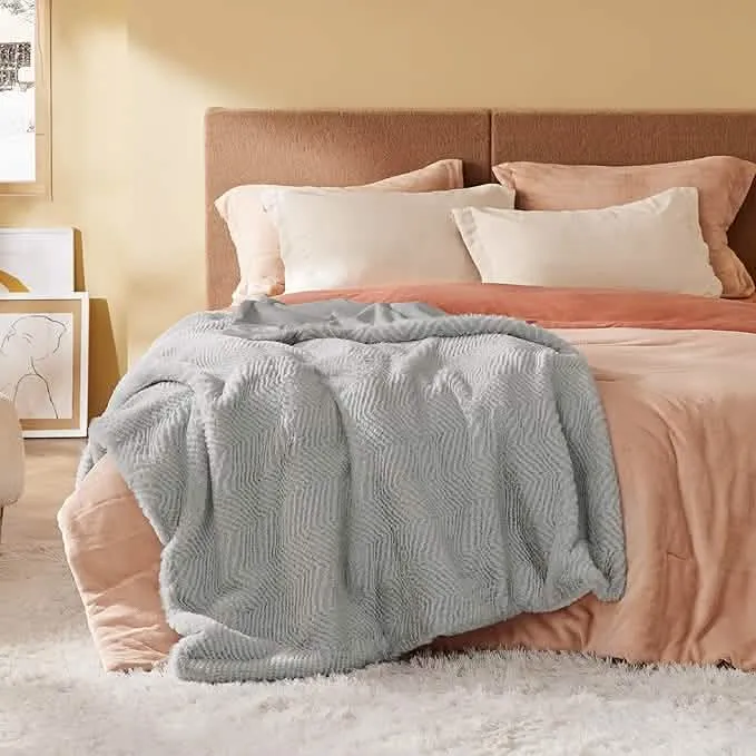 Bedsure Wavy Plush Faux Fur Blanket