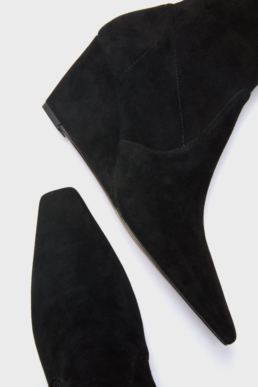 Black Suede Delta Wedge Boots