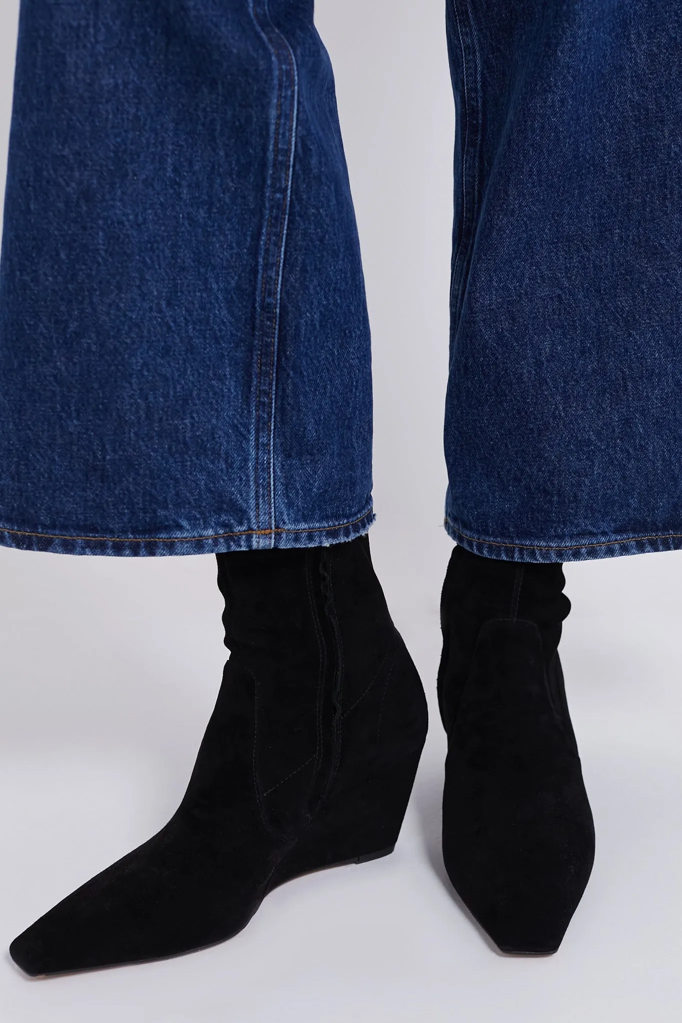 Black Suede Delta Wedge Boots