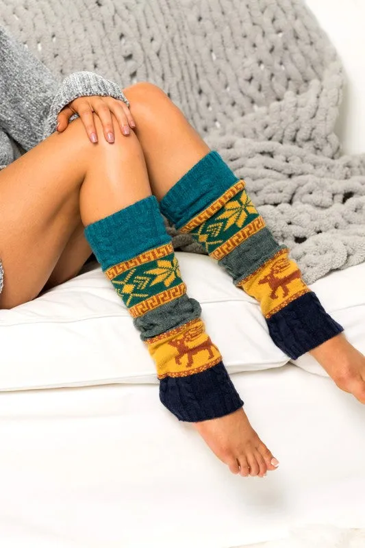 Bohemian Nordic Snowflake Leg Warmers