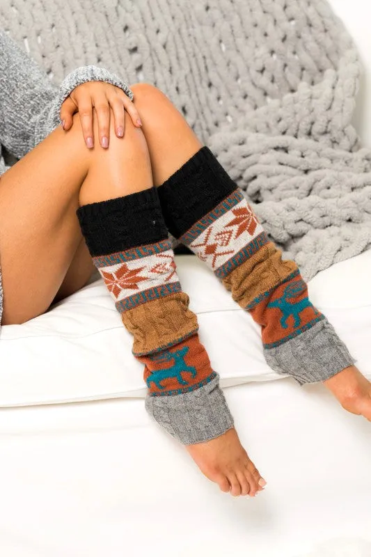 Bohemian Nordic Snowflake Leg Warmers