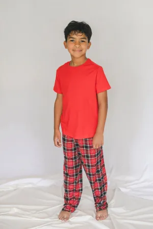 Boy's Cozy Red Plaid Pajama Pant