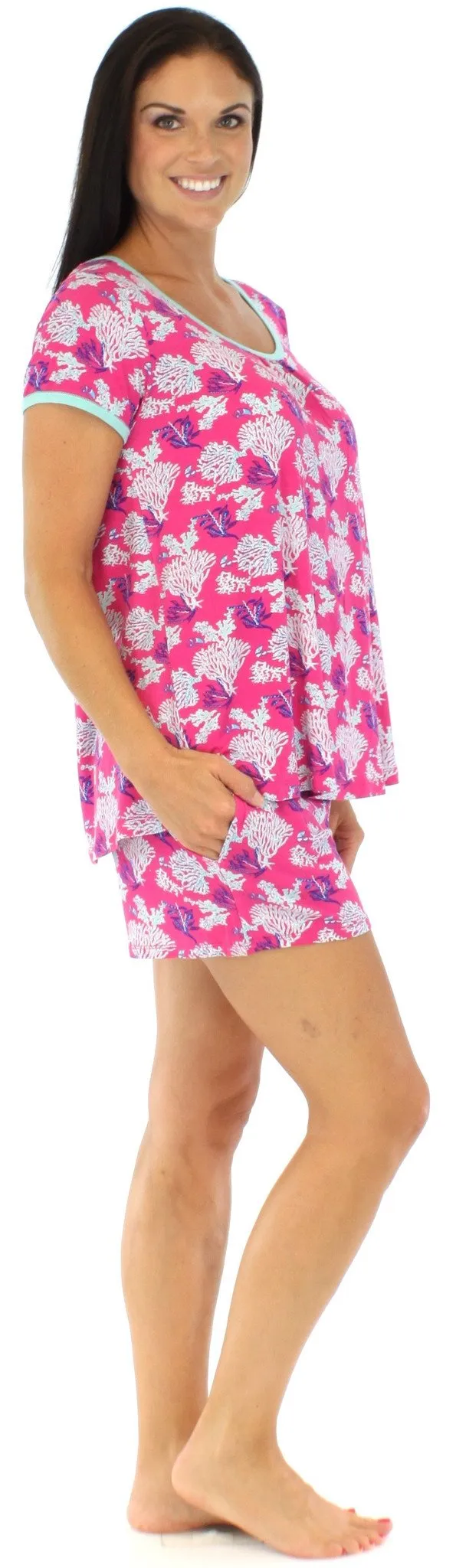 bSoft Women's Bamboo Jersey Short Sleeve Top and Shorts Pajama Set