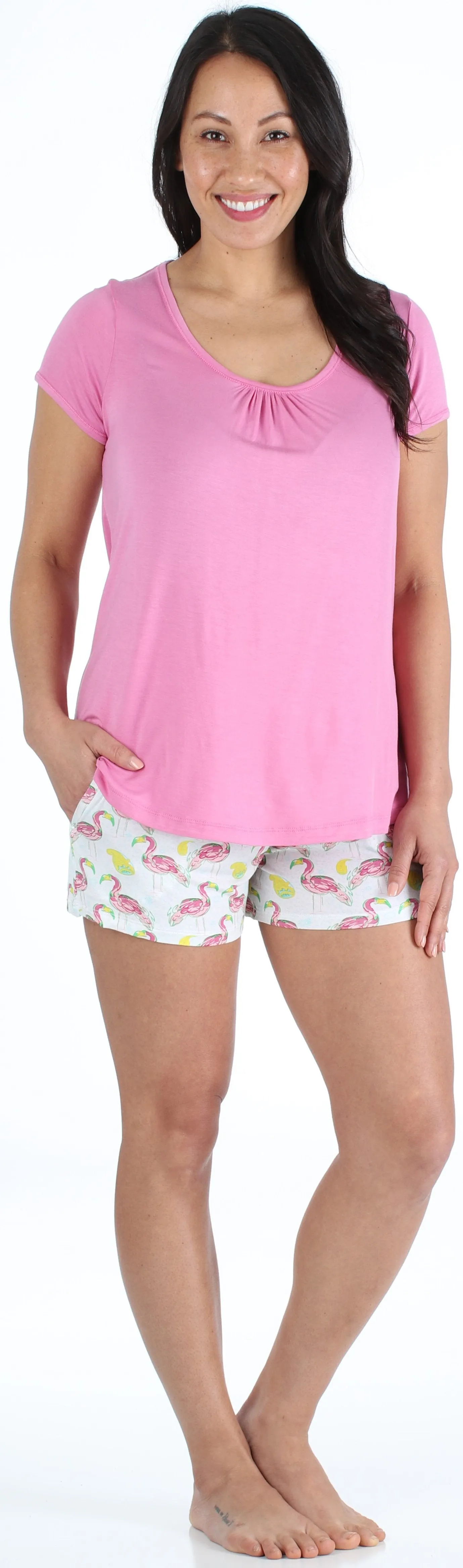 bSoft Women's Bamboo Jersey Short Sleeve Top and Shorts Pajama Set