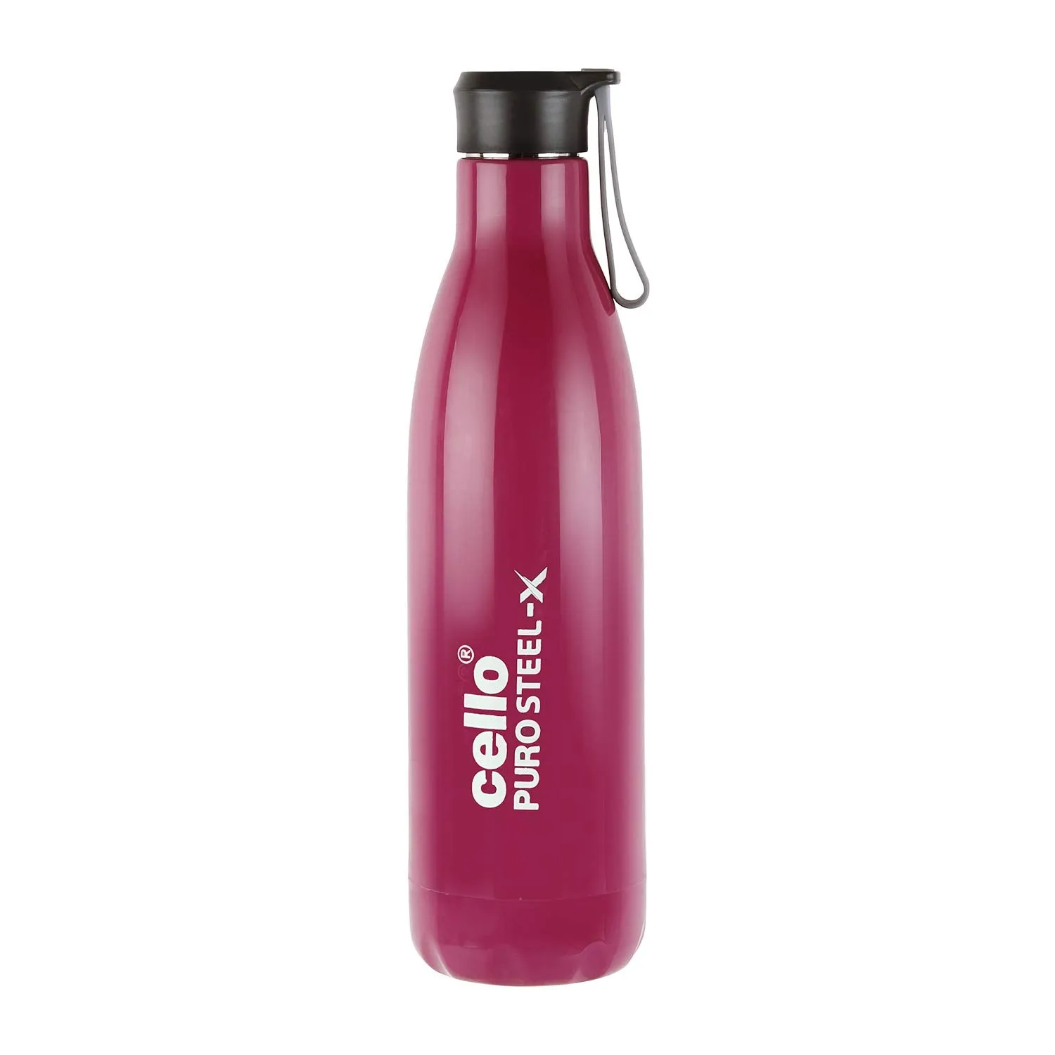 CELLO Puro Steel-X Rover 600 | Water Bottle with Inner Steel and Outer Plastic | Insulated Water Bottle | 480 ml, Pink