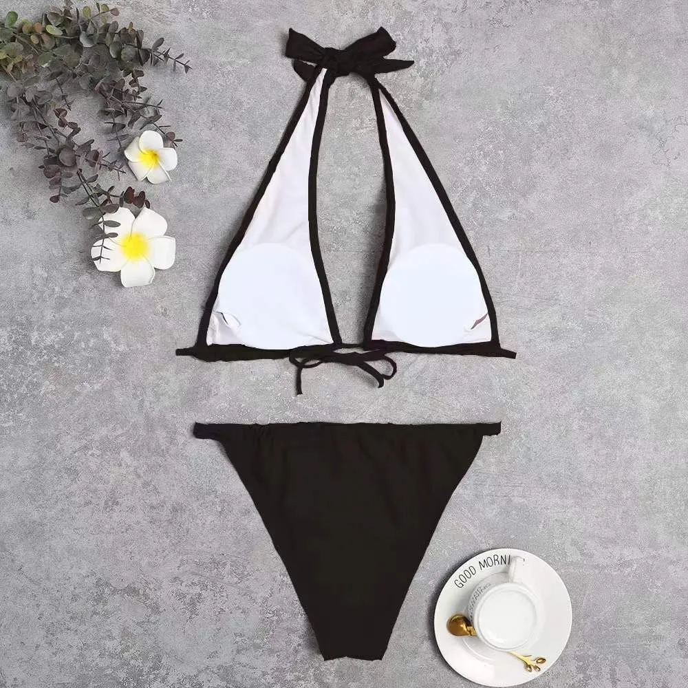 Chic Cross-Strap Backless Monochrome Swimsuit