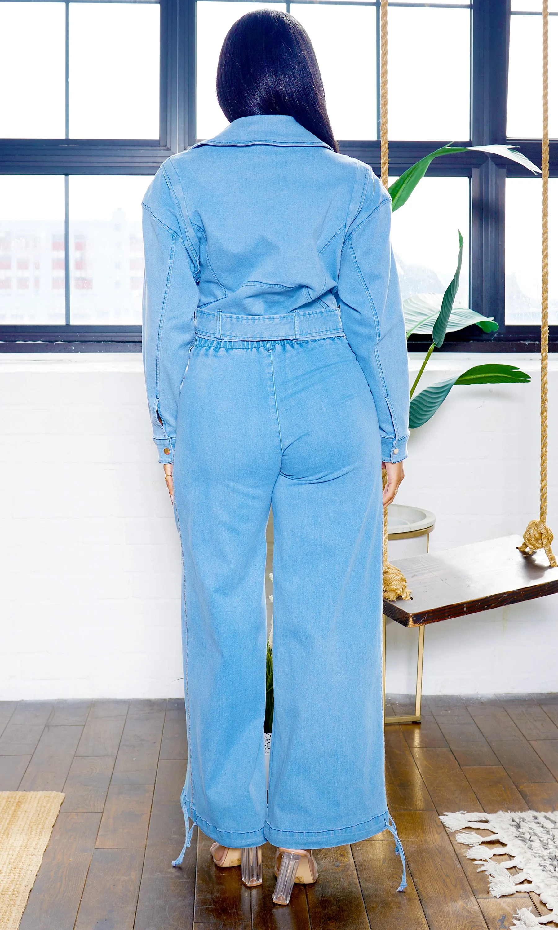 Chic Denim | Belted Set - Medium Blue FINAL SALE