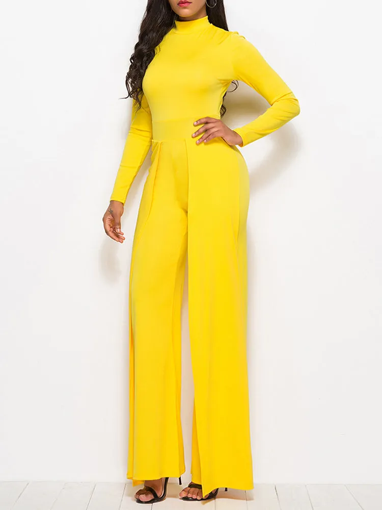 Chic Round Neck Flare Jumpsuit