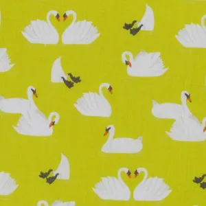 Cotton Blends Polycotton Prints Childrens And Animal Prints Swan Yellow