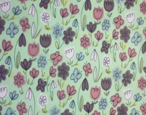 Cotton Blends Polycotton Prints Floral Prints Flowers and Butterflies Mint AR2864