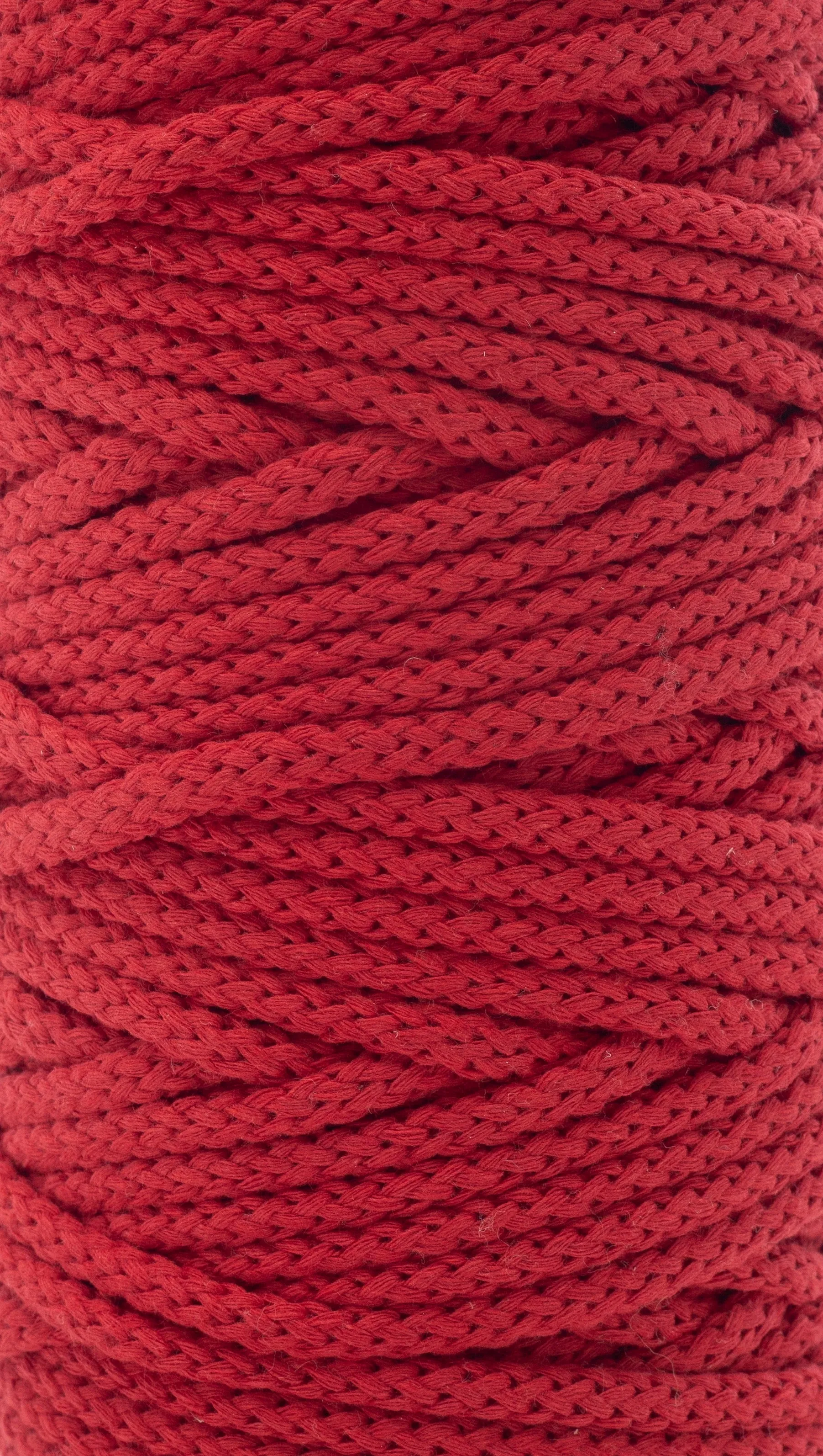 Cotton Braided Cord - 5mm - Red ♻️