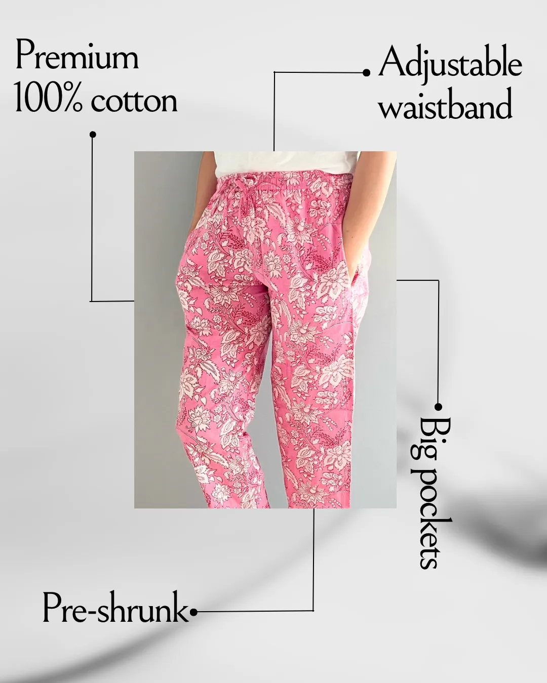 Cotton Pajama Pants Women - Floral Fantasy