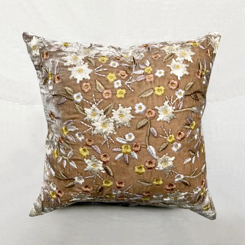 Czarina Silk Velvet Cushion in Taupe