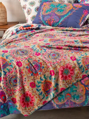 Double-Sided Cozy Bed Blanket - Folk Floral