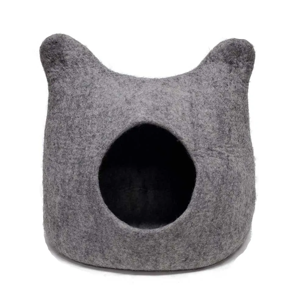 Felt Cat Head Bed, Light Grey