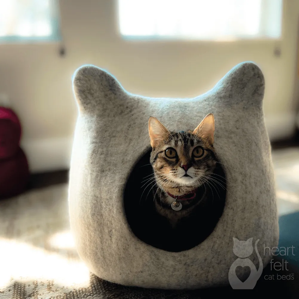 Felt Cat Head Bed, Light Grey