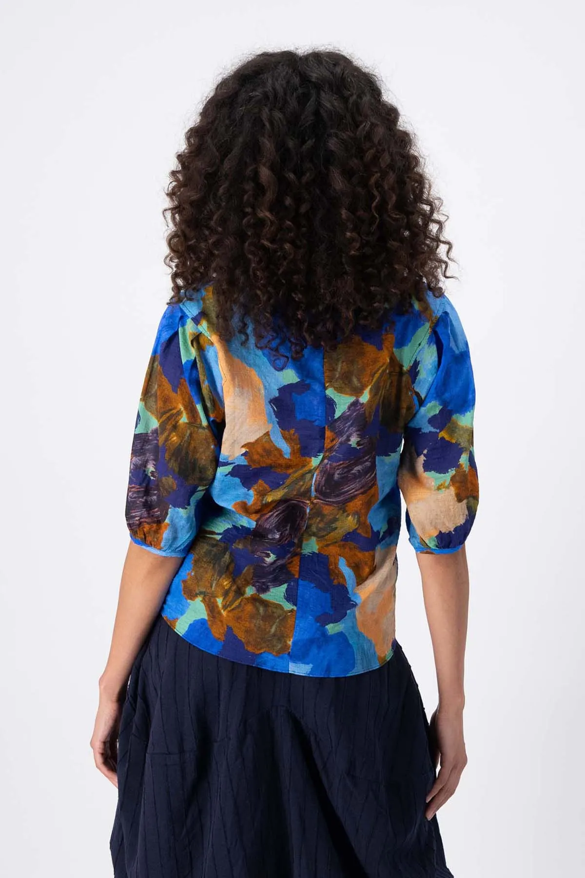 Fiorella Blouse Ocean in Seersucker