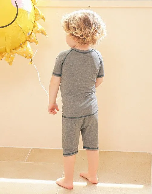 Grey Bamboo Stitch Short Sleeve Pajamas