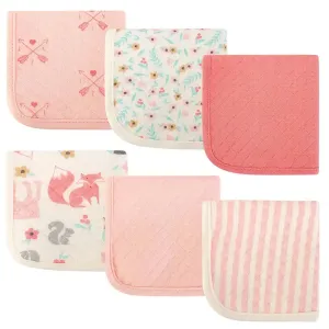 Hudson Baby 6pc Quilted Washcloths - Girl Forest