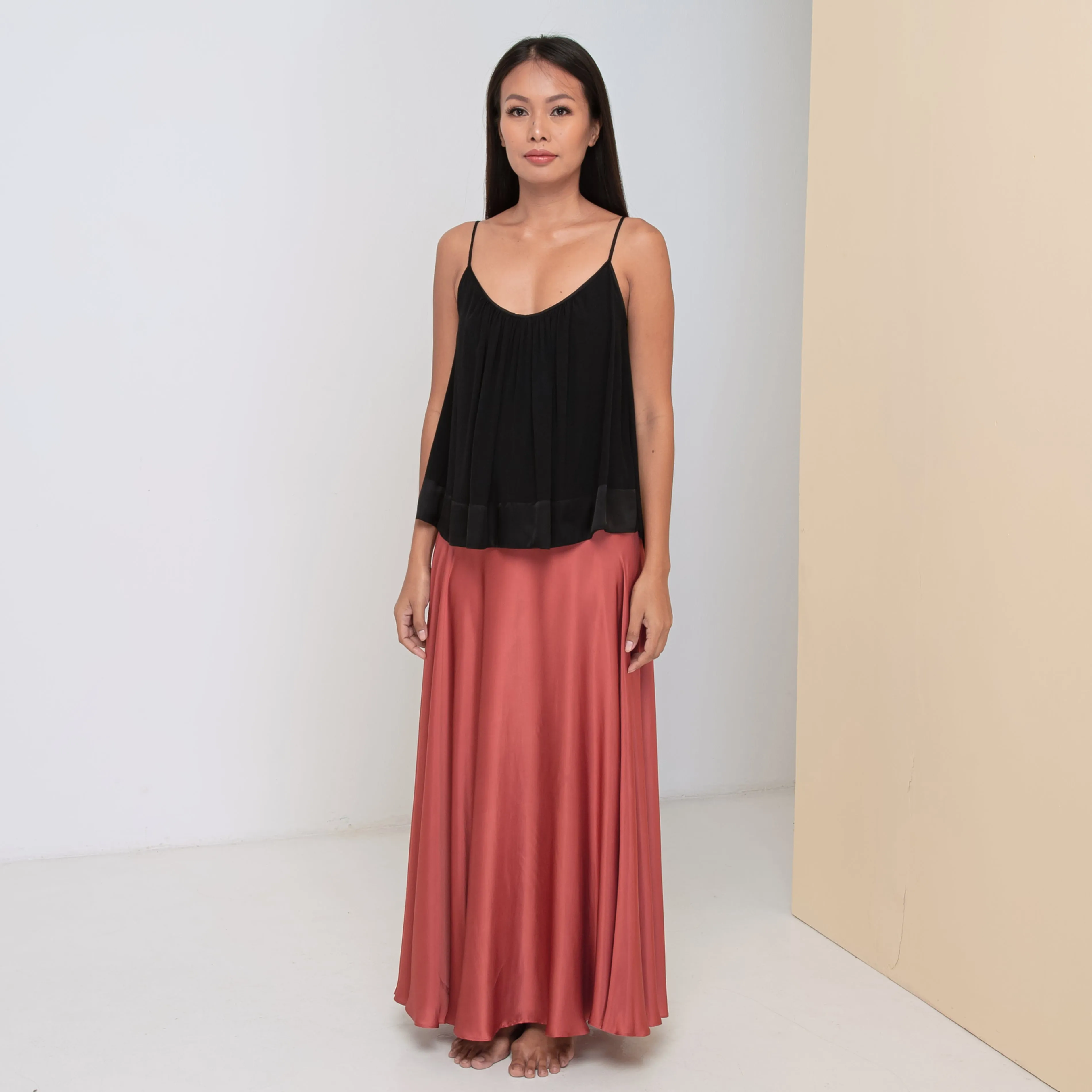 INFINITY SKIRT - Rayon Viscose Satin | Dusty Rose