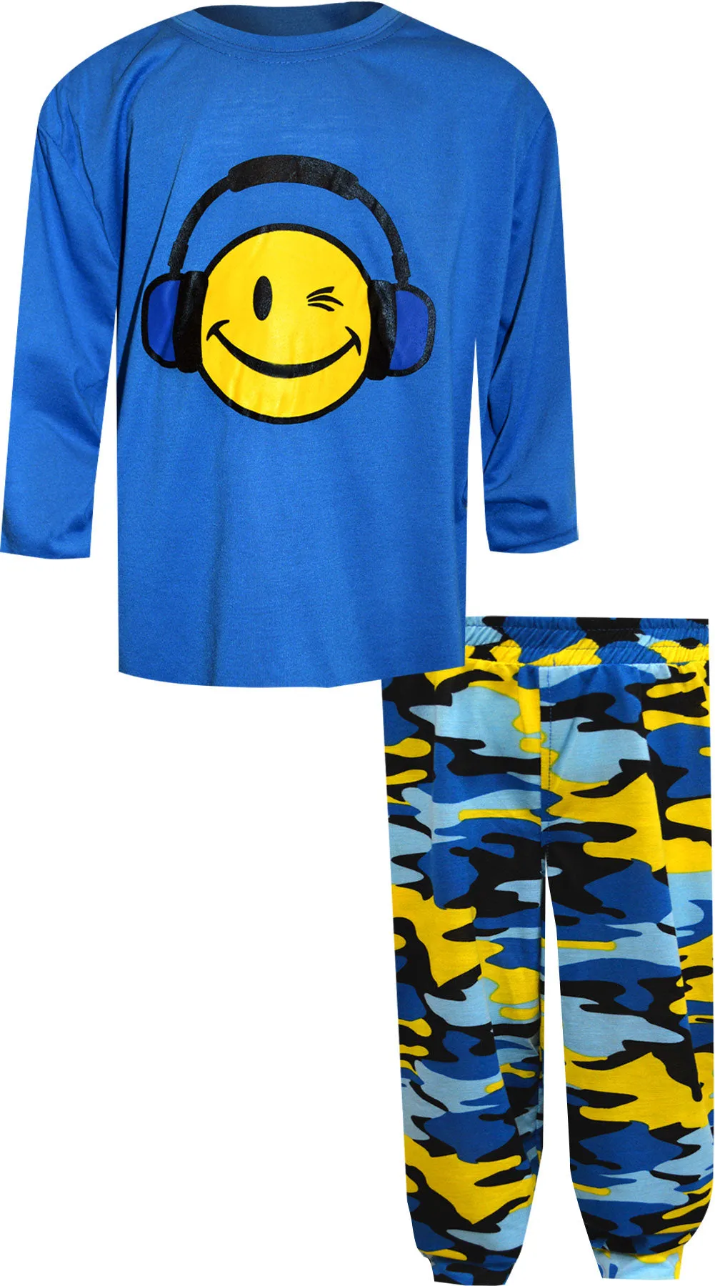 Joe Boxer Loungewear Smiling Licky Boys Blue Camo Pajama