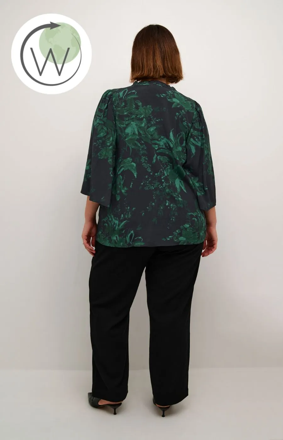 Kaffe Curve Mina Blouse in Black/Green