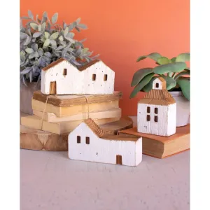 Kalalou - SET OF THREE WHITE WOODEN HOUSES - CYUY1007