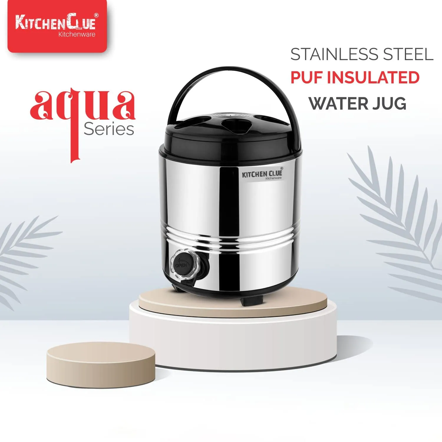 KITCHEN CLUE Stainless Steel Insulated Water Dispenser for Office Home Kitchen 3 Liters, Silver I Hot and Cold Water Jug/Container with Tap I Enjoy Chilled Drinks on The Go - Summer Essential