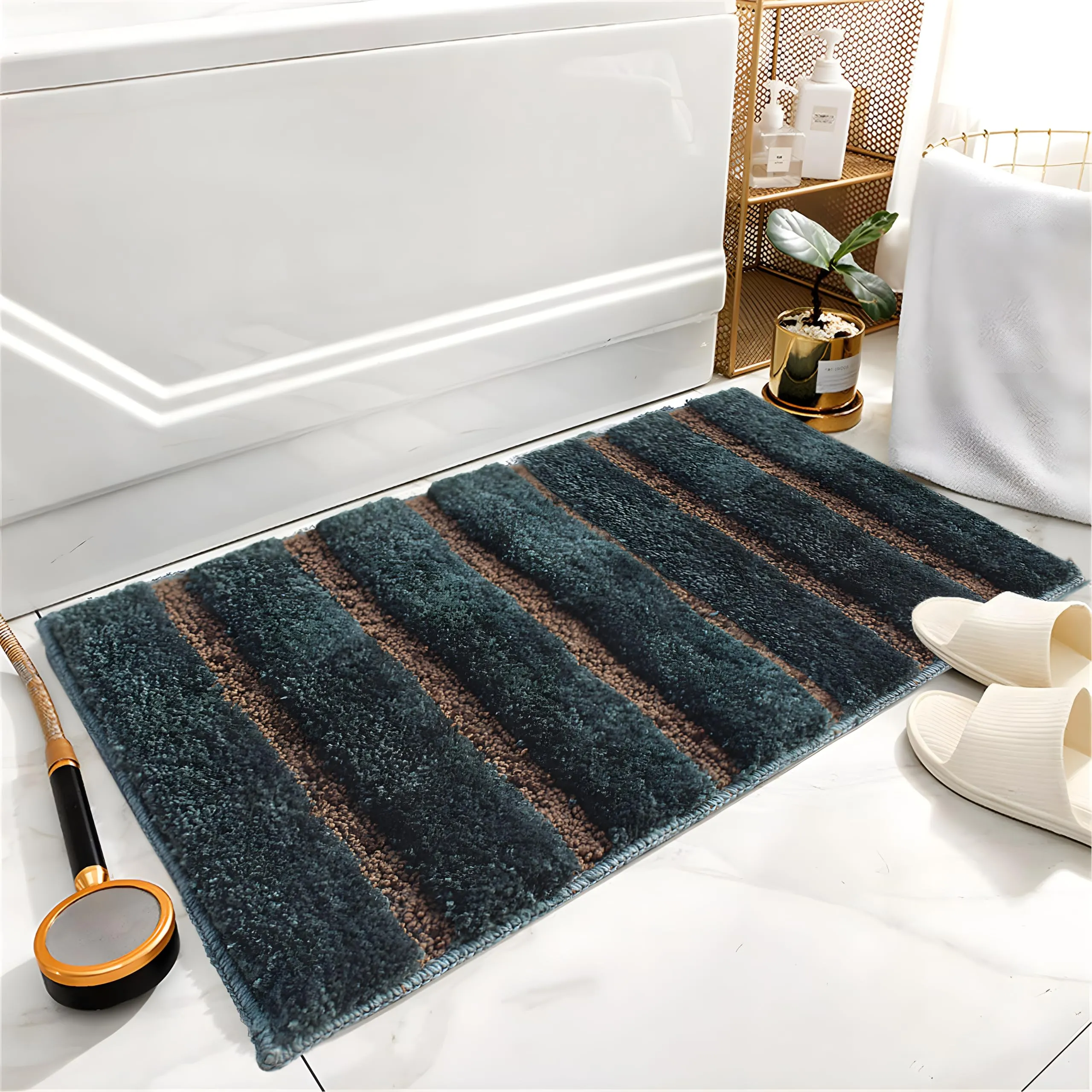 Luxe Home Bath Mats 2500 GSM Super Soft Anti Skid Slip Absorbent Washable Meixco Door mats for Home, Bathroom Mat, Floor Mat, Kitchen Mat (38x58 cm) Olive