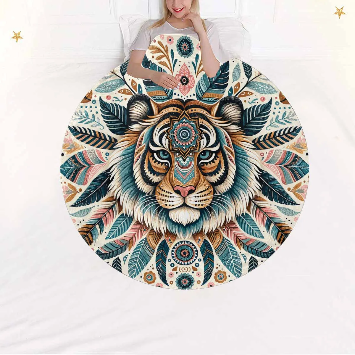 Mandella_Lion_Awd35153  Circular Micro Fleece Blanket 60"