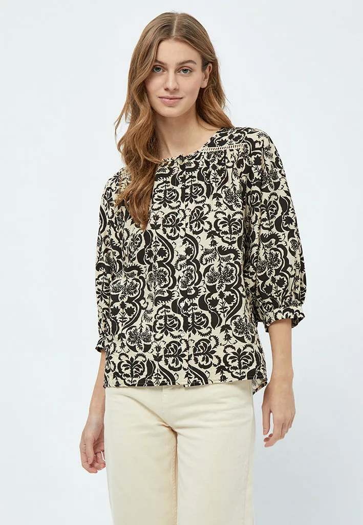 MSLizia Blouse - Sand Gray Print