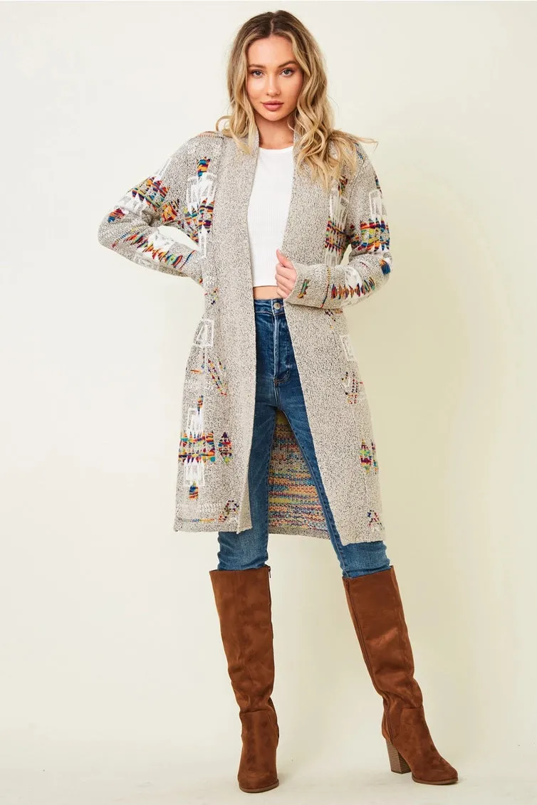 Multi Aztec Print Cardigan