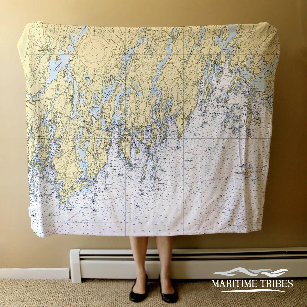 Nautical Chart Blankets, Maine Coastal Maps