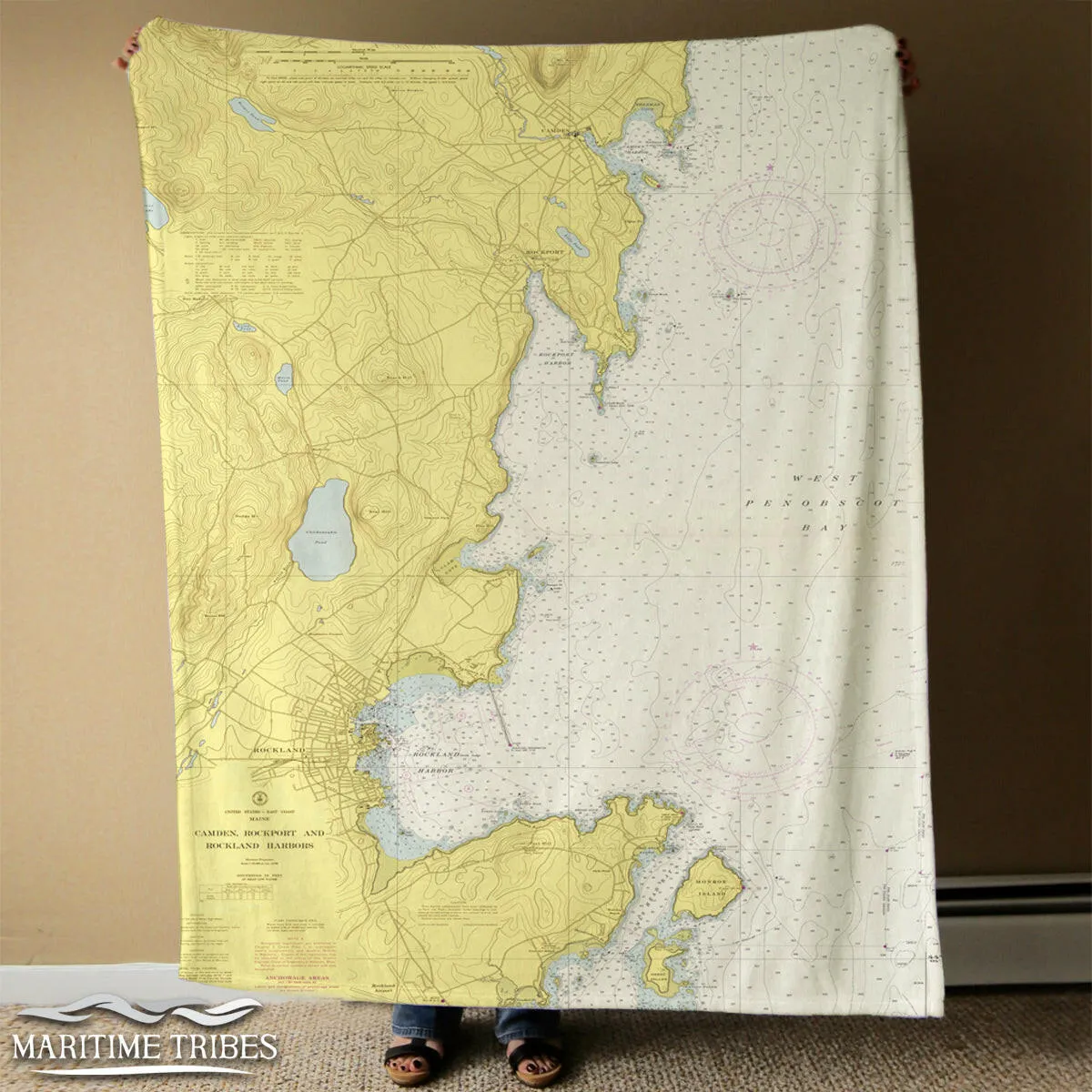 Nautical Chart Blankets, Maine Coastal Maps