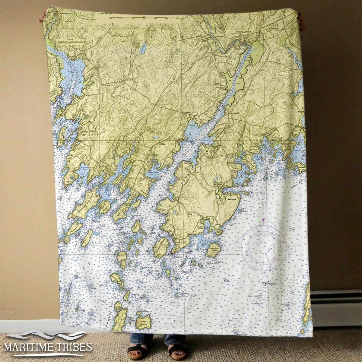 Nautical Chart Blankets, Maine Coastal Maps