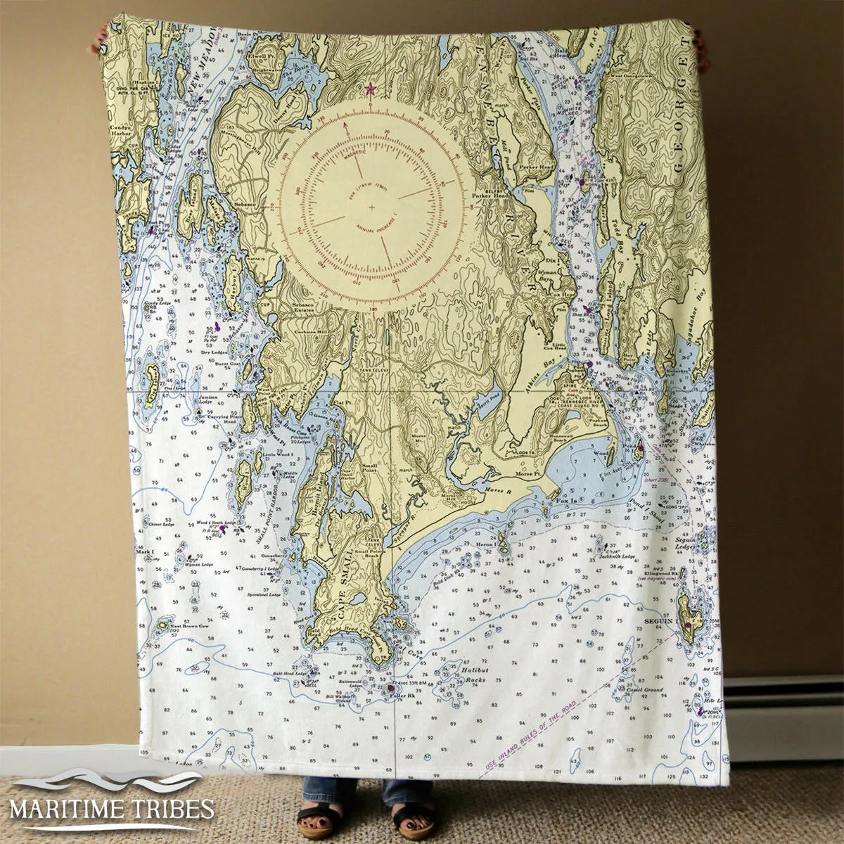 Nautical Chart Blankets, Maine Coastal Maps