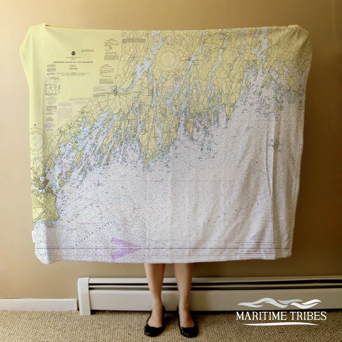 Nautical Chart Blankets, Maine Coastal Maps